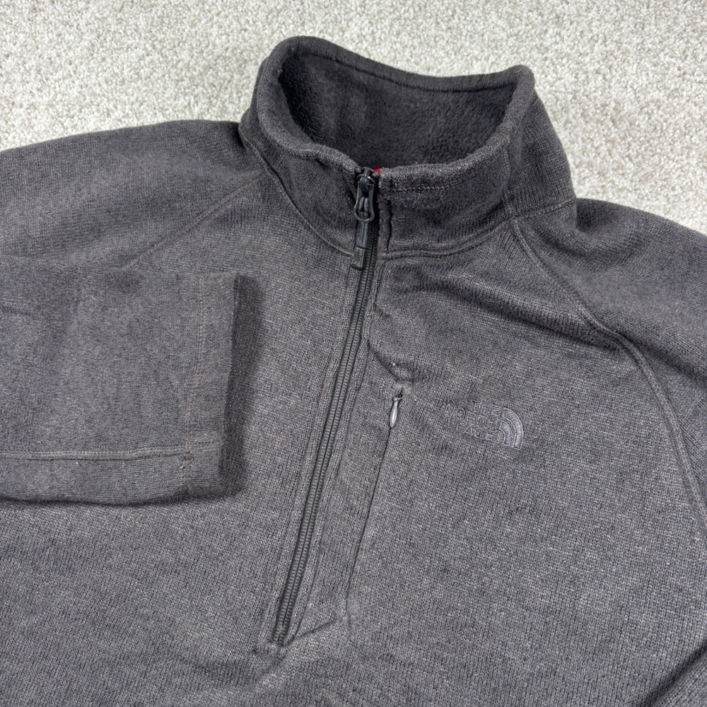 The North Face Pullover Mens Large Gray 1/4 Zip Sweater Fleece 01500
